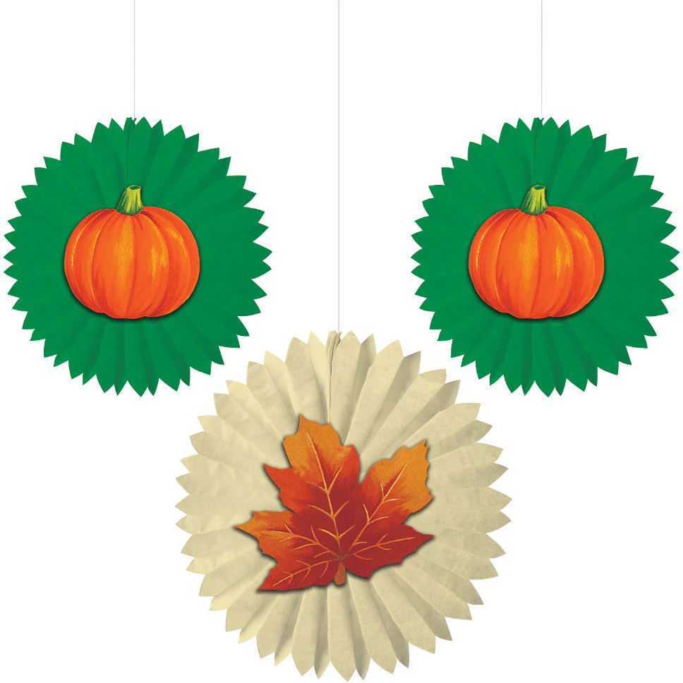 Pumpkins and Leaves Hanging Tissue Fans