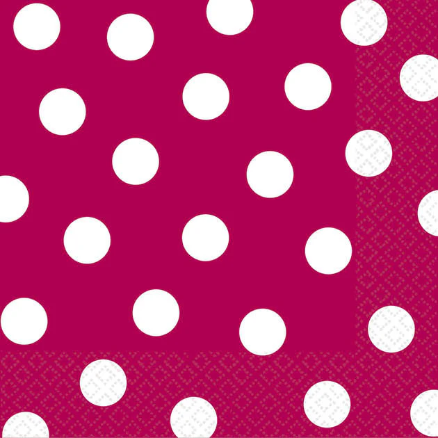 Raspberry Dot Beverage Napkins (16ct)