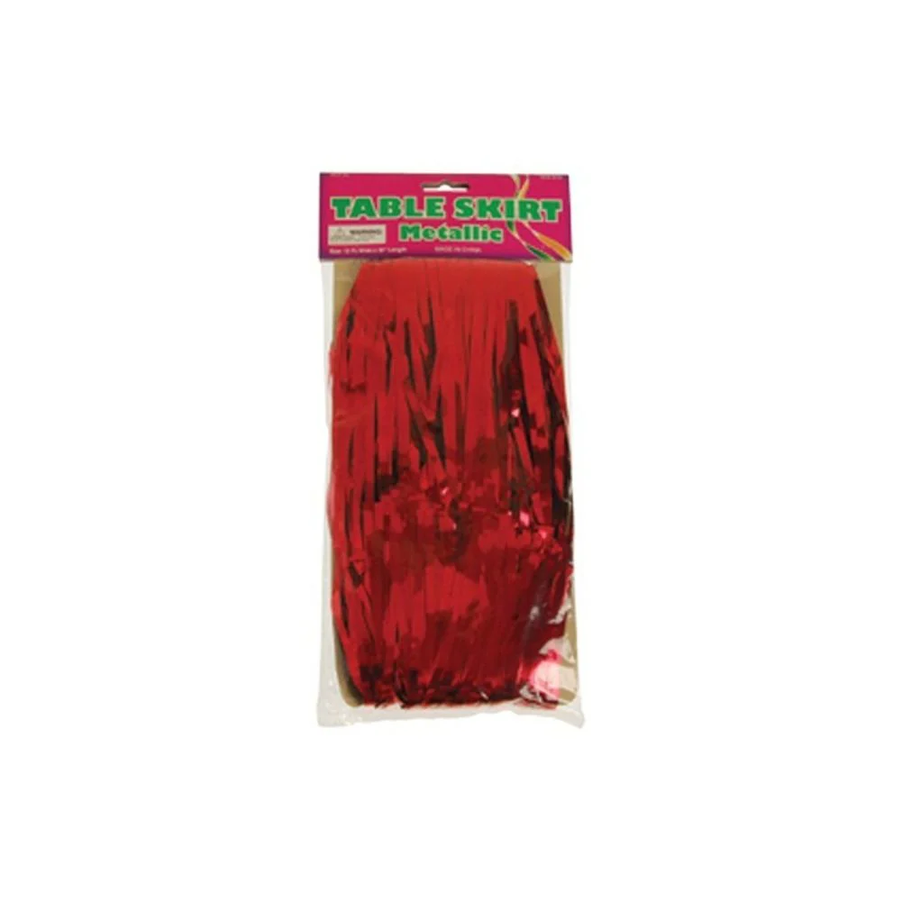 Red Metallic Table Skirt