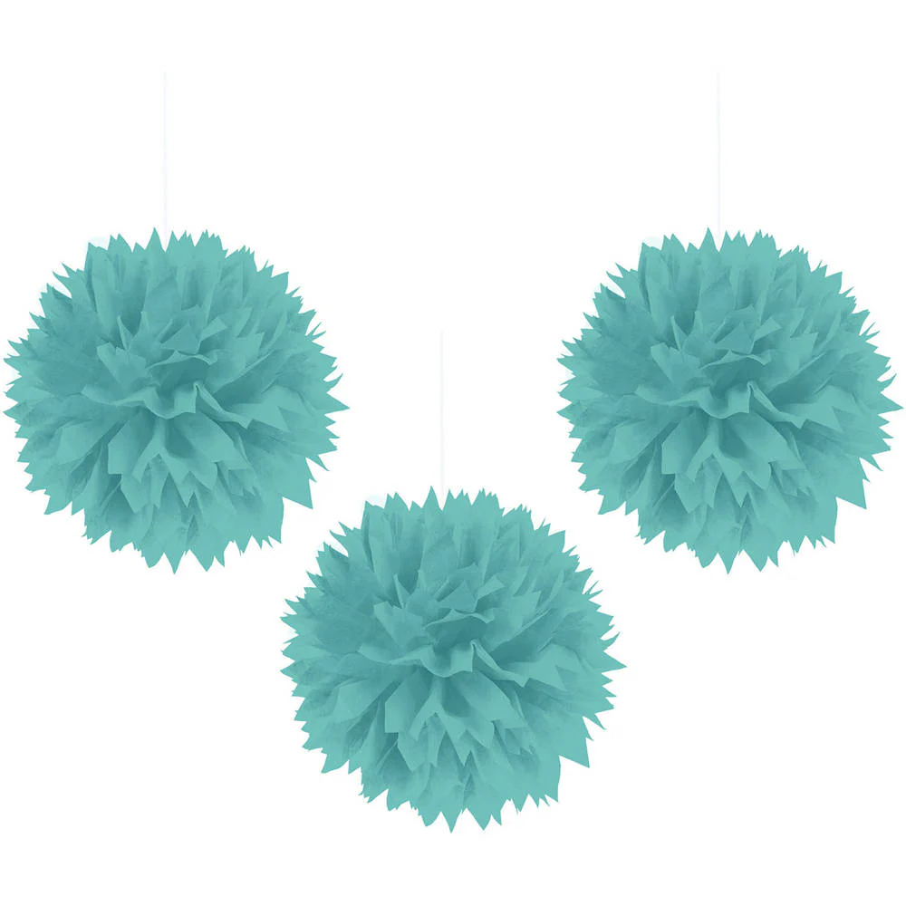 Robins Egg Blue Hanging Fluffy Decorations (3ct)