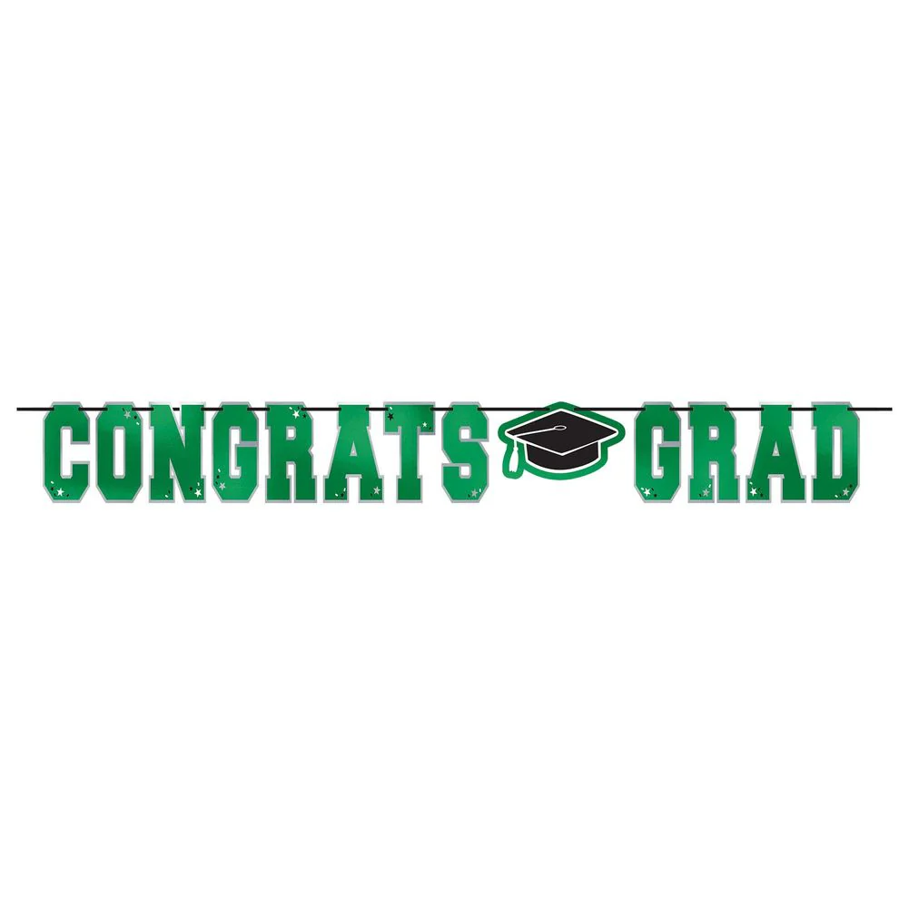 School Colors Large Foil Letter Banner Green (1ct)