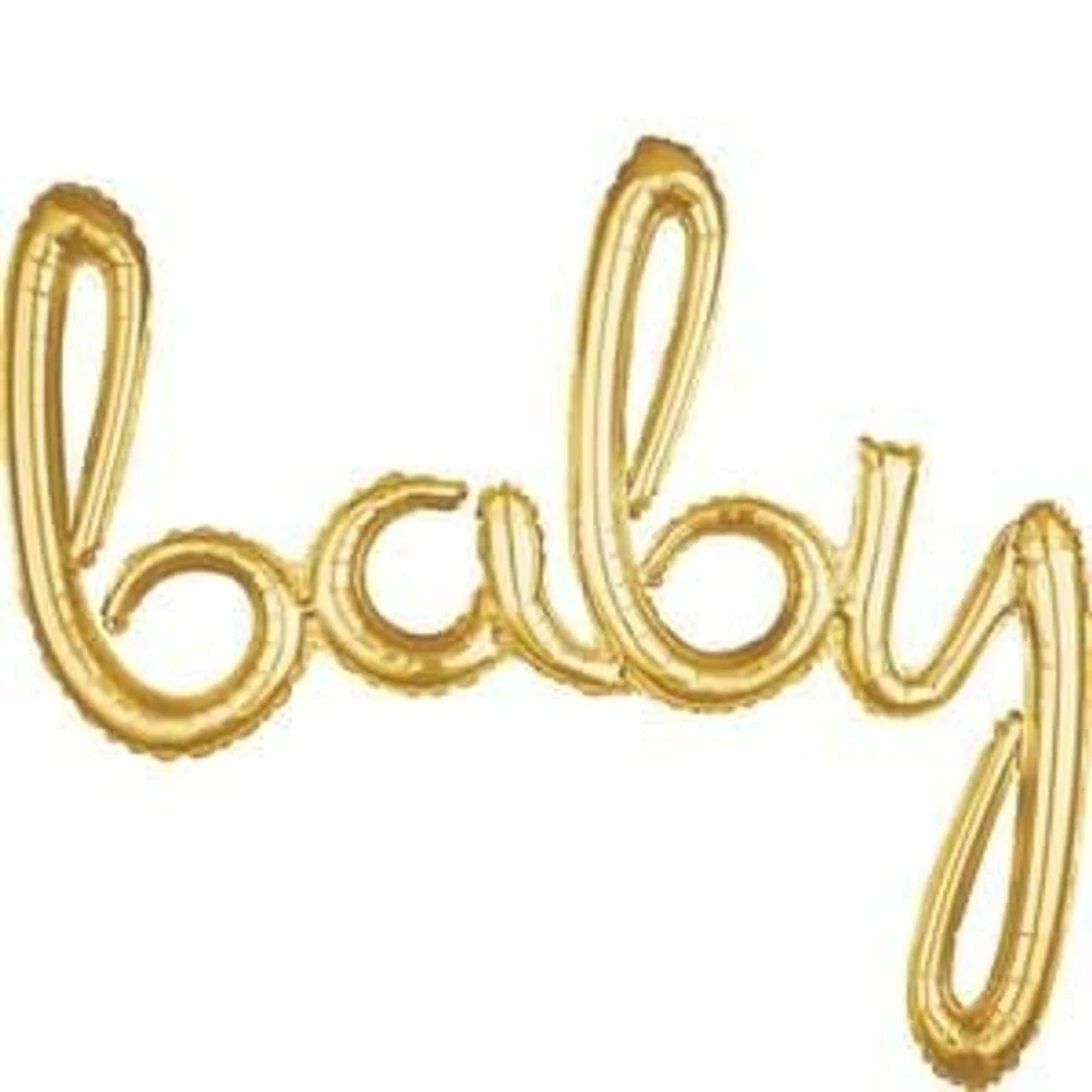 Script Phrase “Baby” Gold Foil Balloon (1ct)