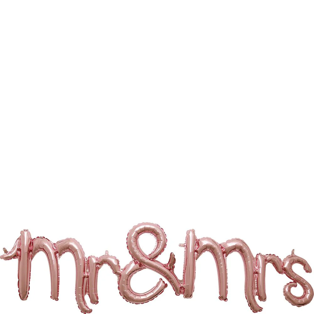 Script Phrase “Mr. & Mrs.” Rose Gold Foil Balloon (1ct)