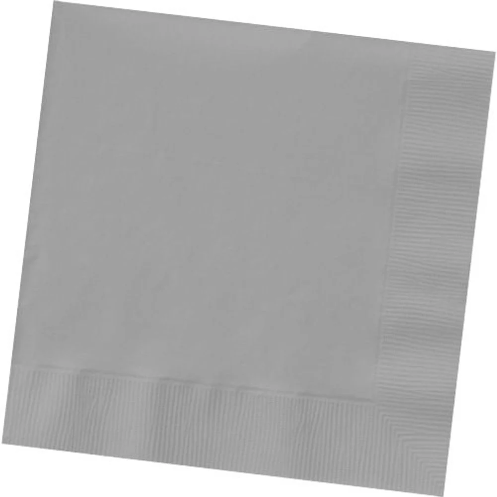 Silver Beverage Napkins (100ct) - Image 2