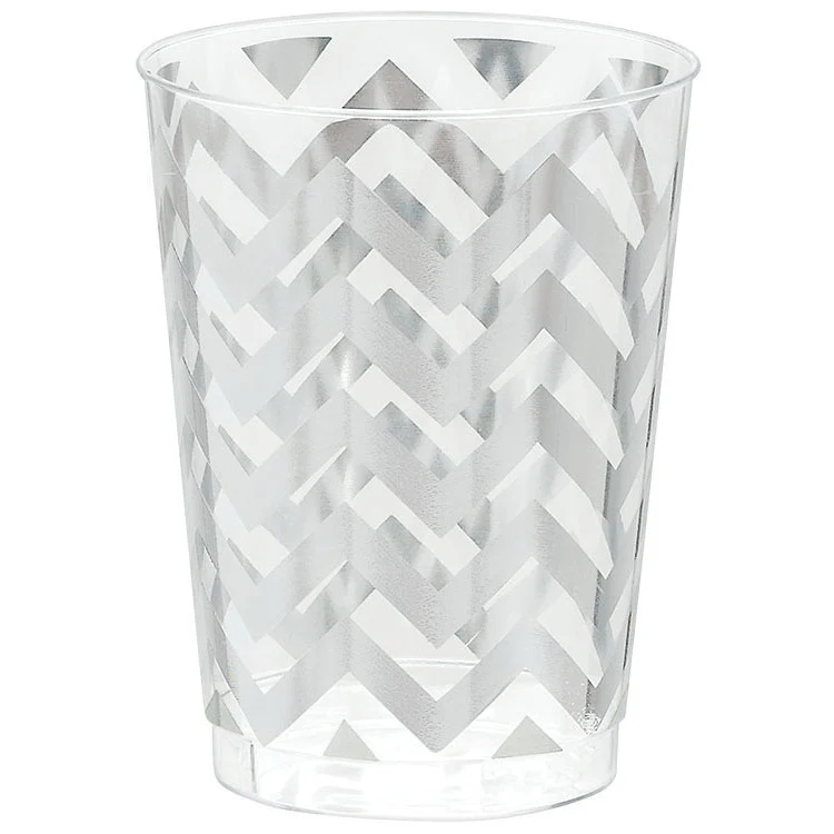 Silver Chevron 10oz Plastic Tumblers (20 ct)