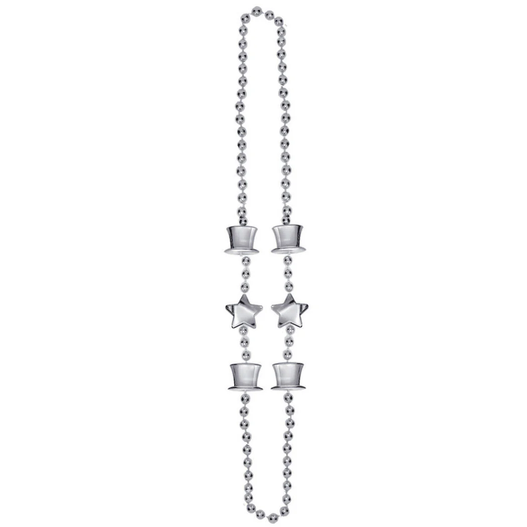 Silver, Gold and Black Tip Hat Bead Necklaces