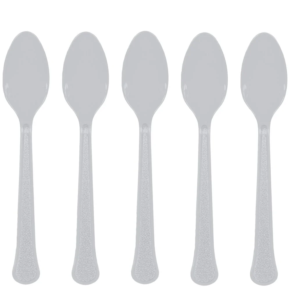 Silver Heavy Weight Plastic Spoons (20ct)