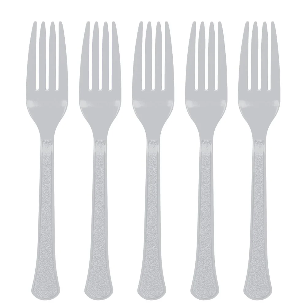 Silver Midweight Plastic Forks (20ct)