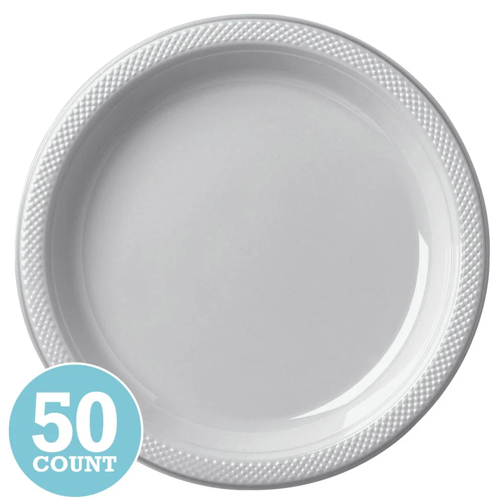Silver Plastic Banquet Plates (50ct) - Image 2