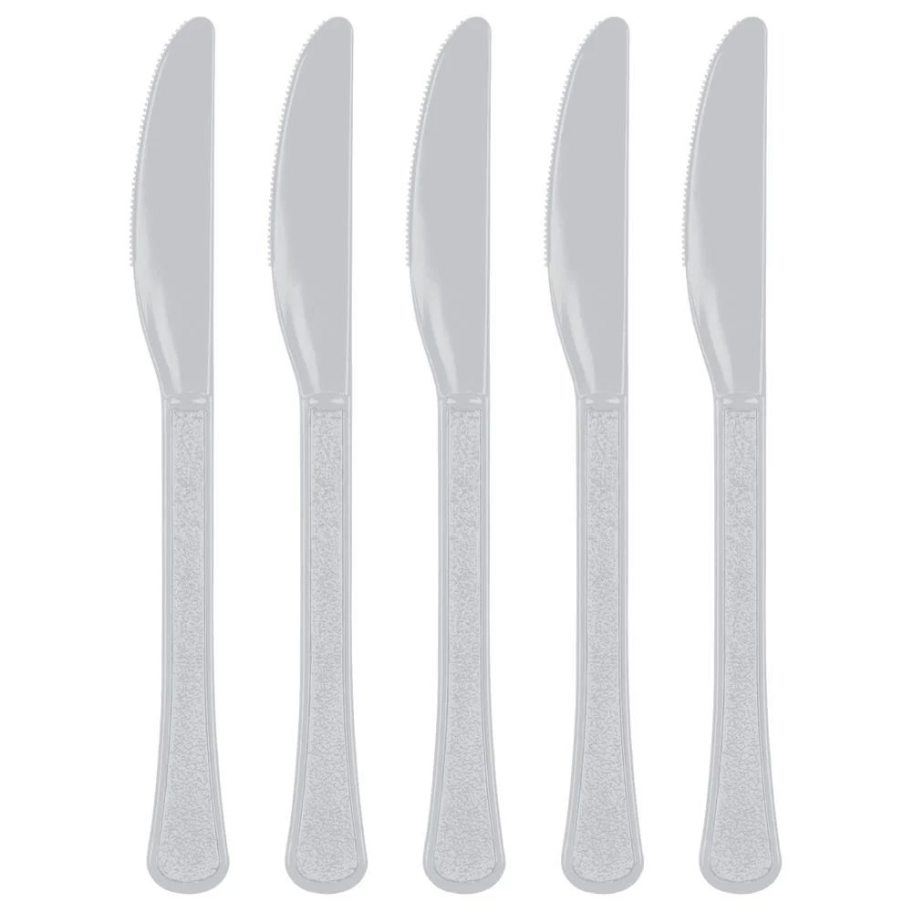 Silver Midweight Plastic Knives (20ct)