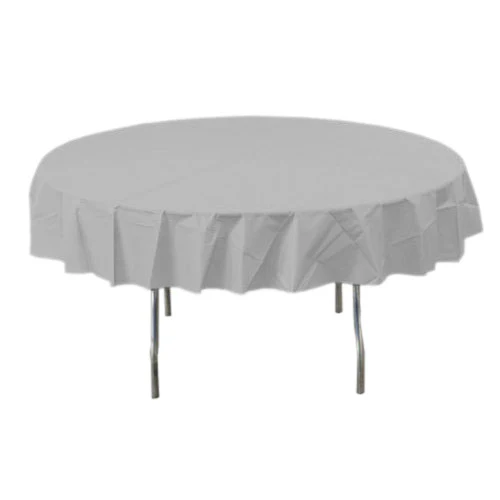 Silver Round Plastic Tablecover