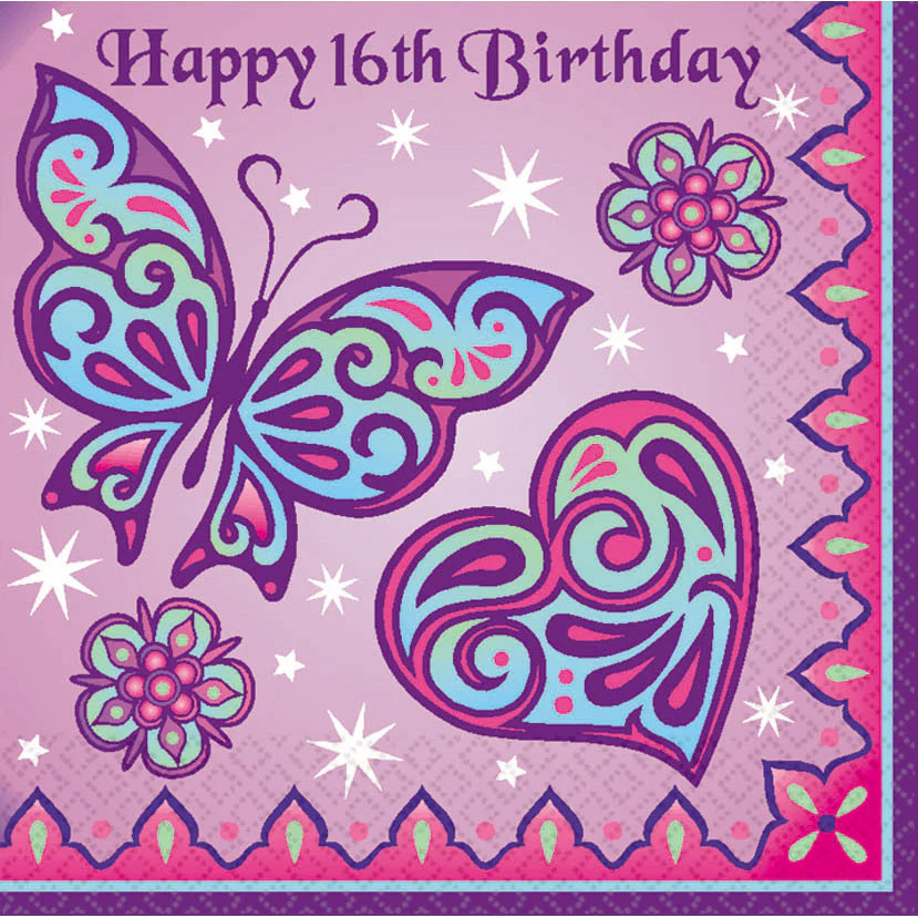 Sparkle Princess 16th Birthday Beverage Napkins (16ct)