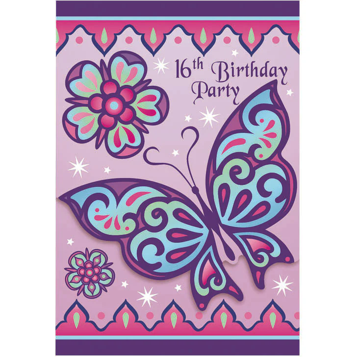 Sparkle Princess 16th Birthday Invites (8ct)