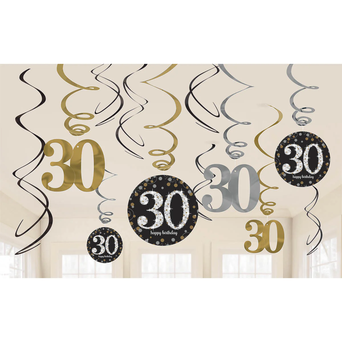 Sparkling Celebration 30 Hanging Swirls
