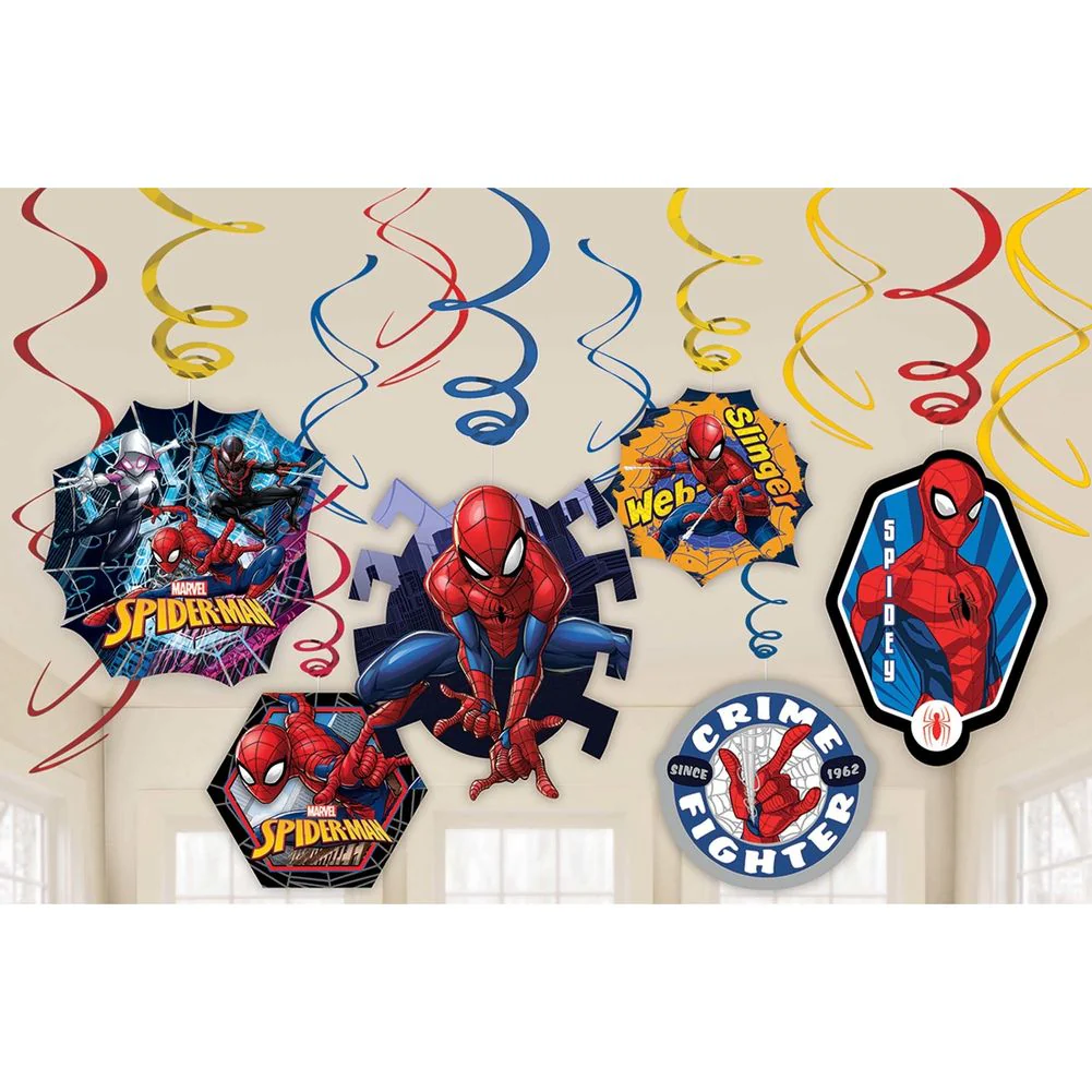 Spider-Man Webbed Wonder Swirl Decorations, 12ct