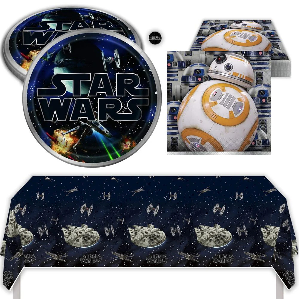 Star Wars Birthday Party Supplies with Plates, Napkins, Tablecloth, & Sticker, Star Wars Party Decorations, Fun Star Wars Birthday Kit for Parties & Themed Celebrations