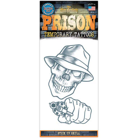 Stick Up Skull Prison Temporary FX Tattoo