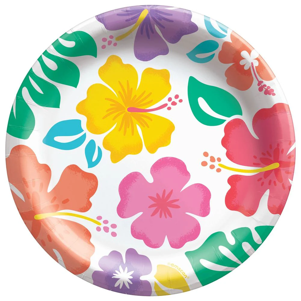 Summer Hibiscus Dessert Plates, 50ct