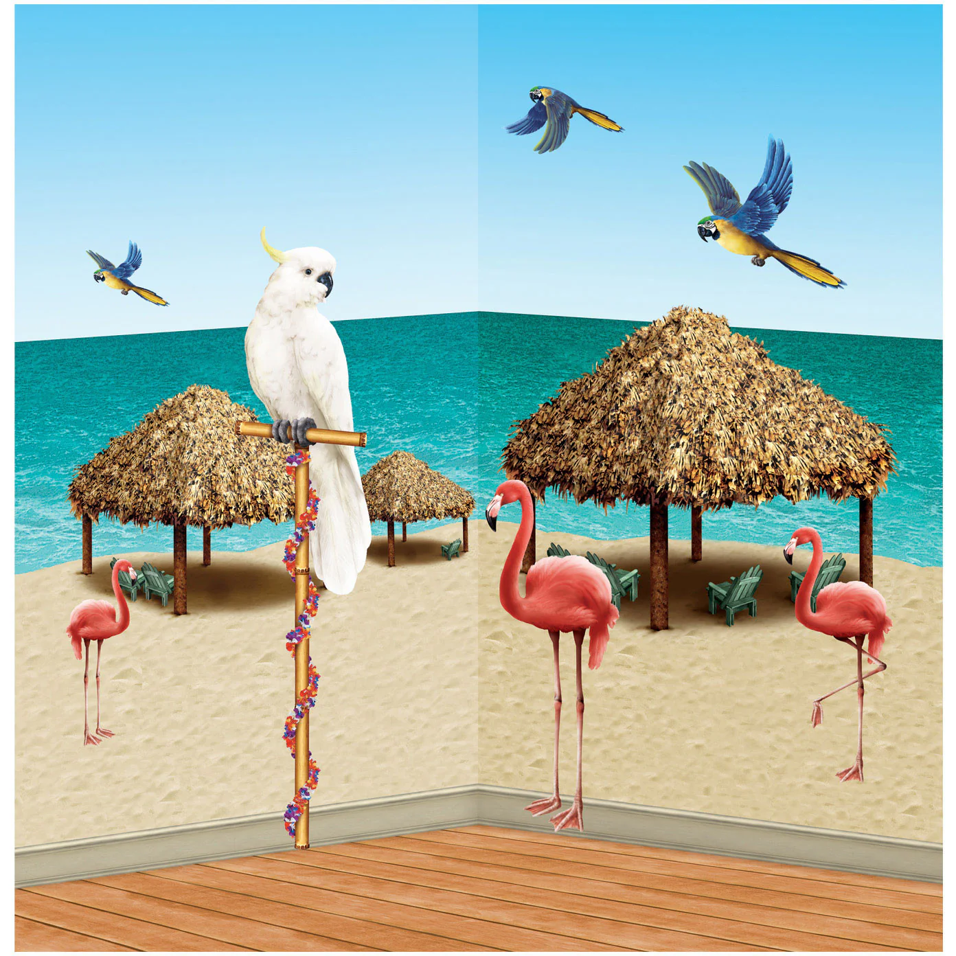 Tiki Hut & Tropical Bird Props Scene Setters (1ct)