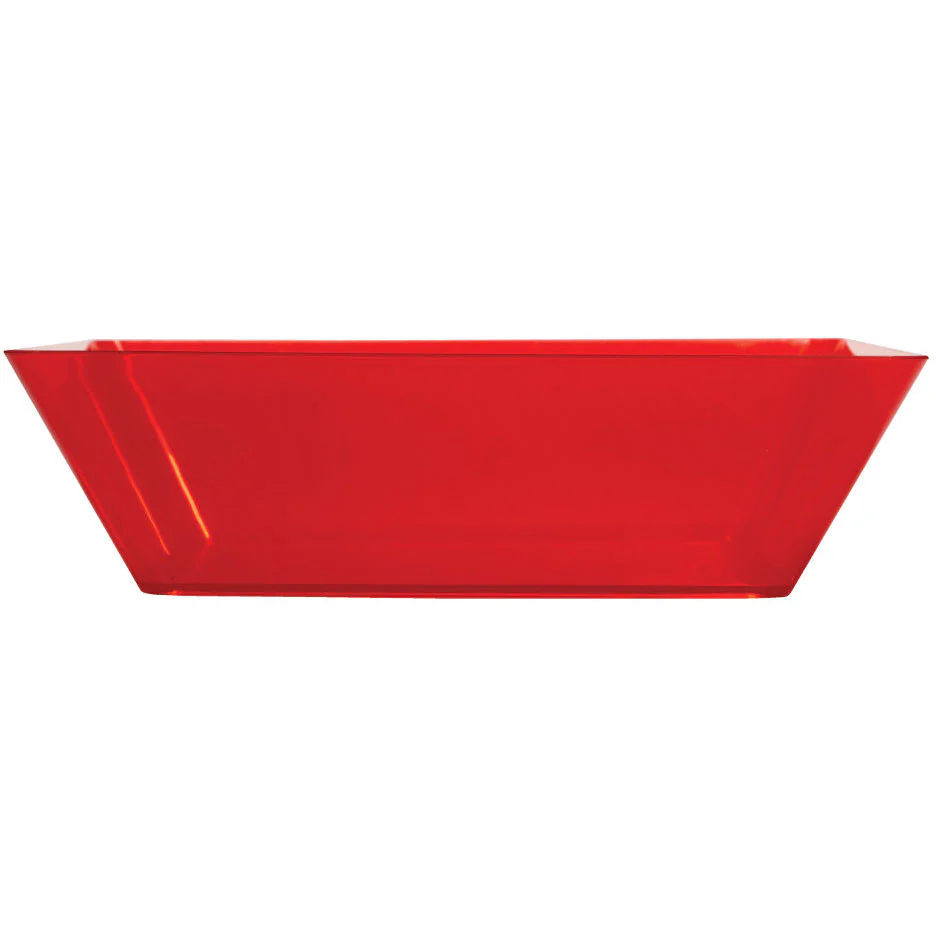 Translucent Red 11" Plastic Square Serving Bowl