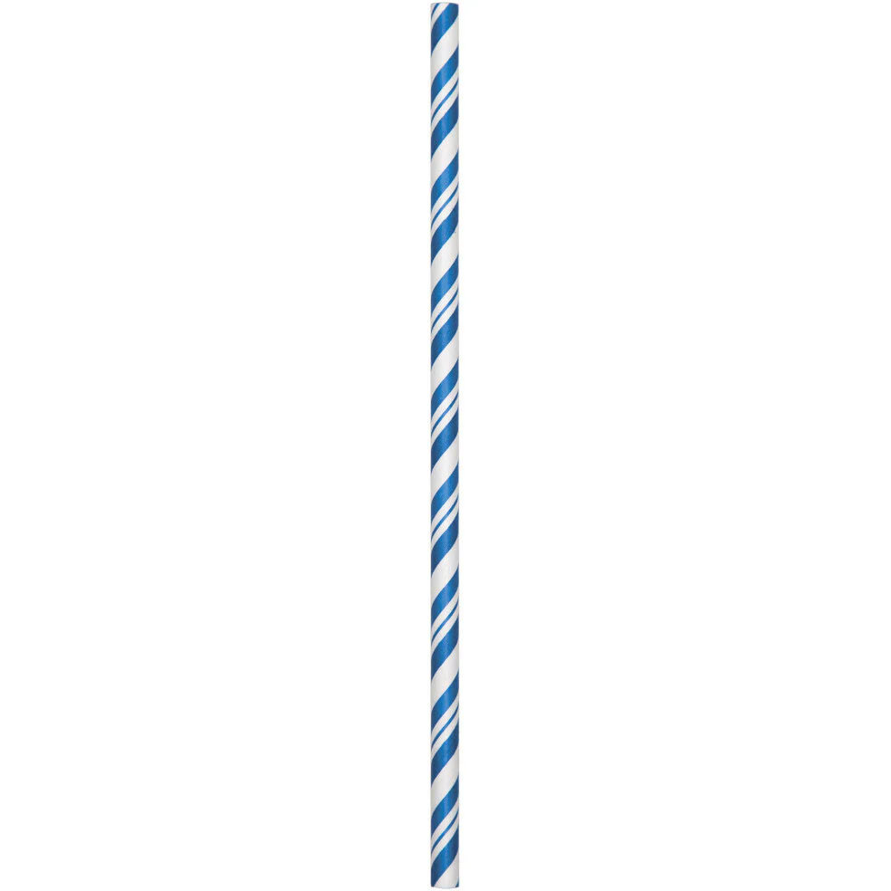True Blue Striped Paper Straws (24ct)