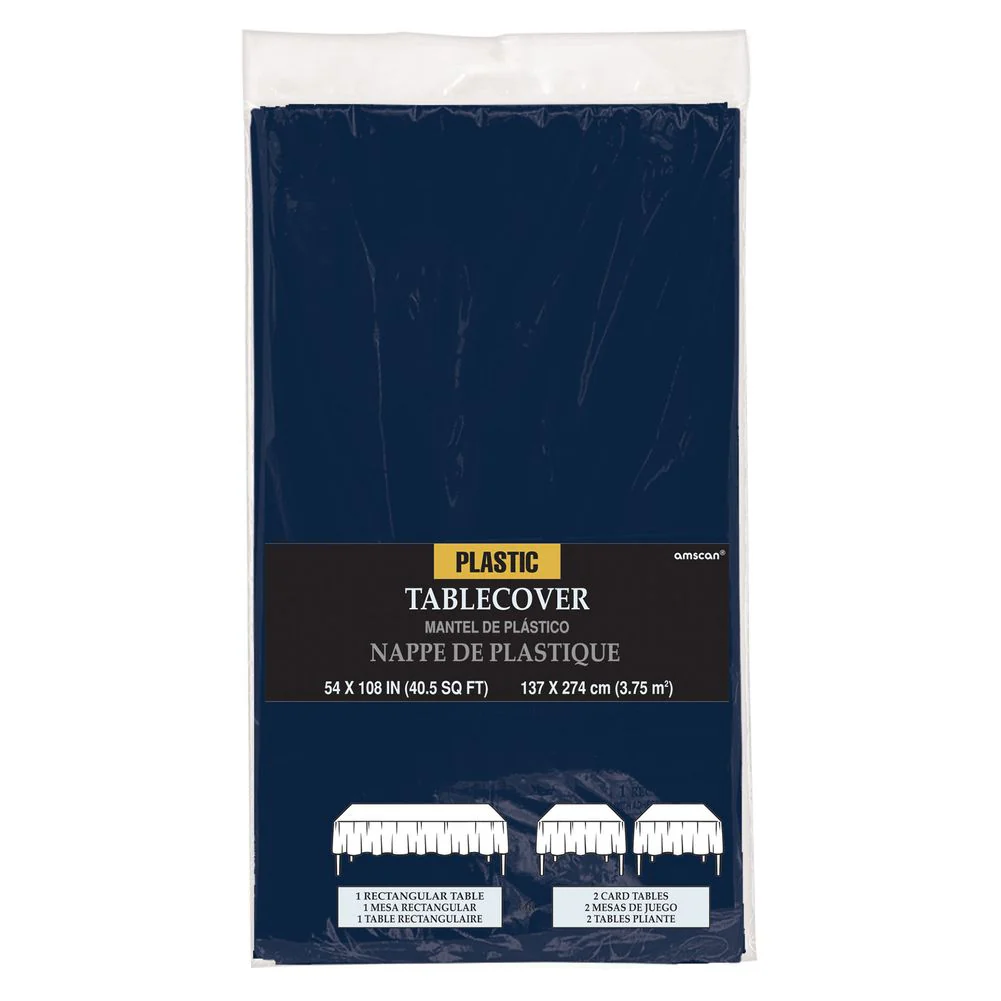 True Navy Plastic Rectangle Tablecover - Image 2