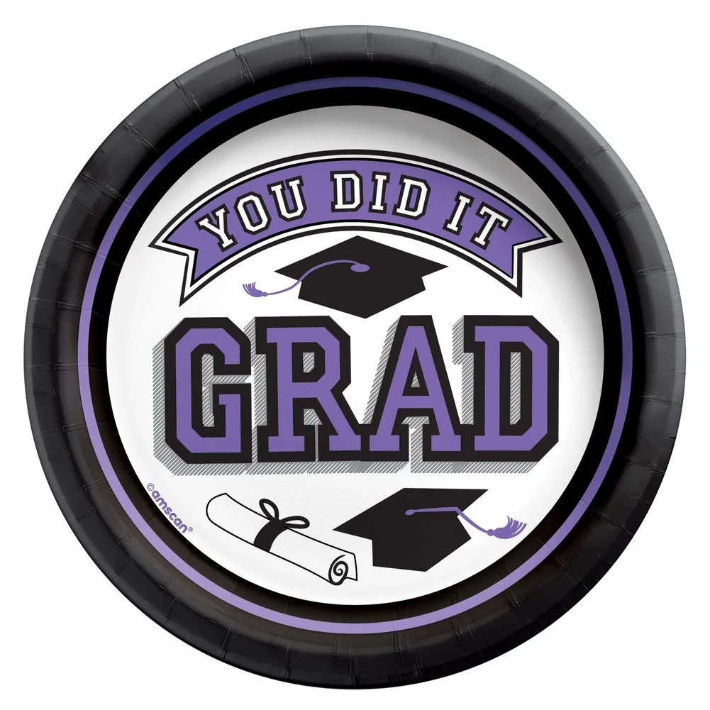 True To Your School Graduation 6.75" Round Plates Purple (20ct)
