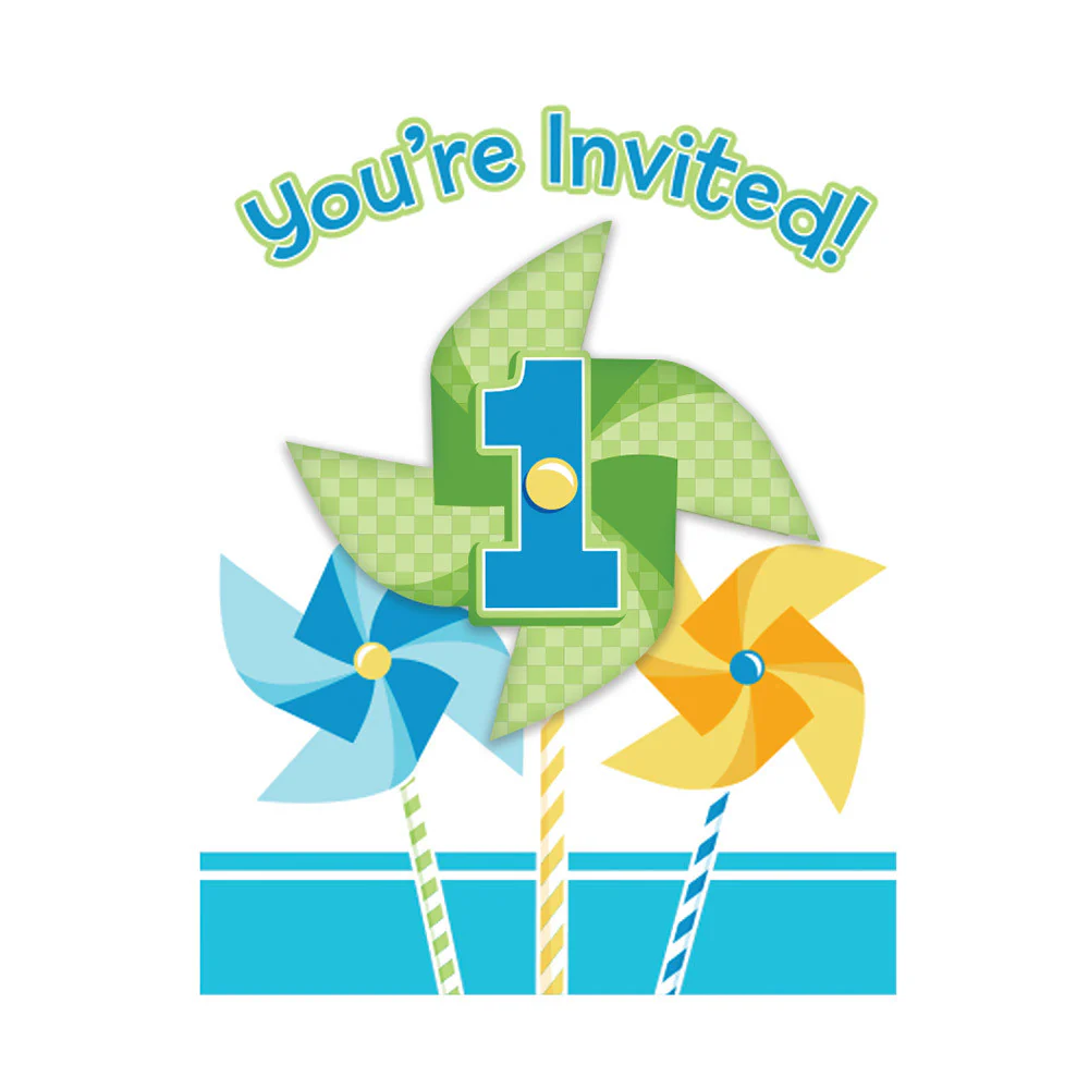Turning One Boy Invites (8ct)