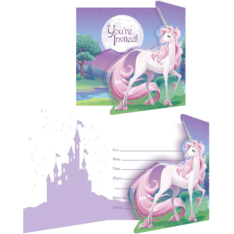 Unicorn Fantasy Invitation, Gatefold