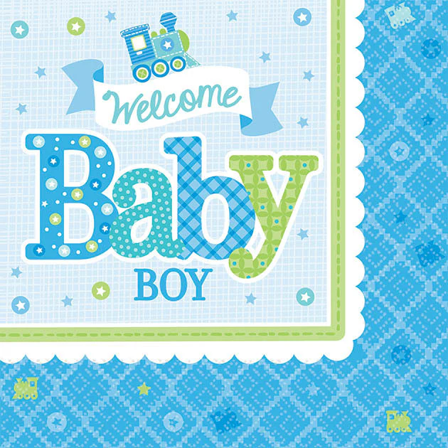 Welcome Little One Boy Beverage Napkins (16ct)