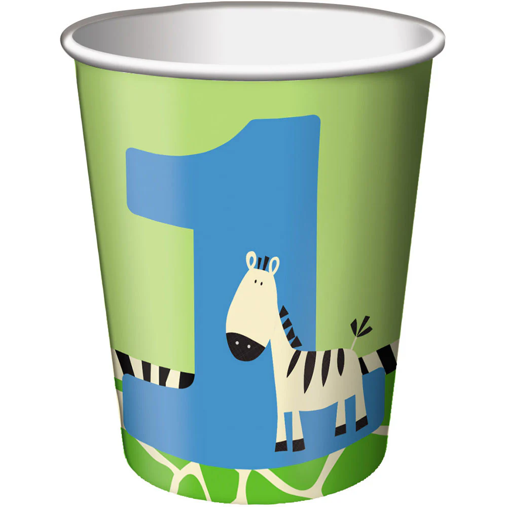 Wild At One Zebra 9oz Cups (8ct)