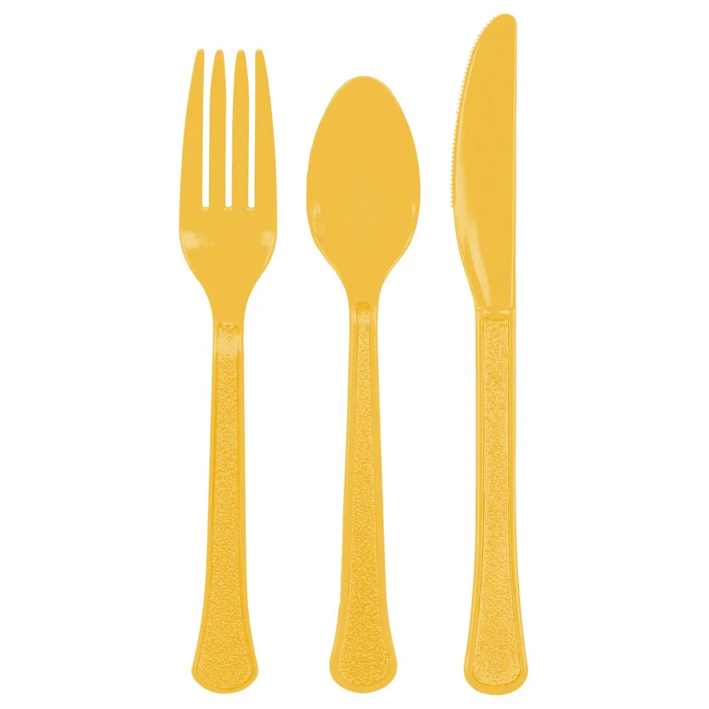 Yellow Sunshine Heavy Weight Assorted Plastic Cutlery (24ct)